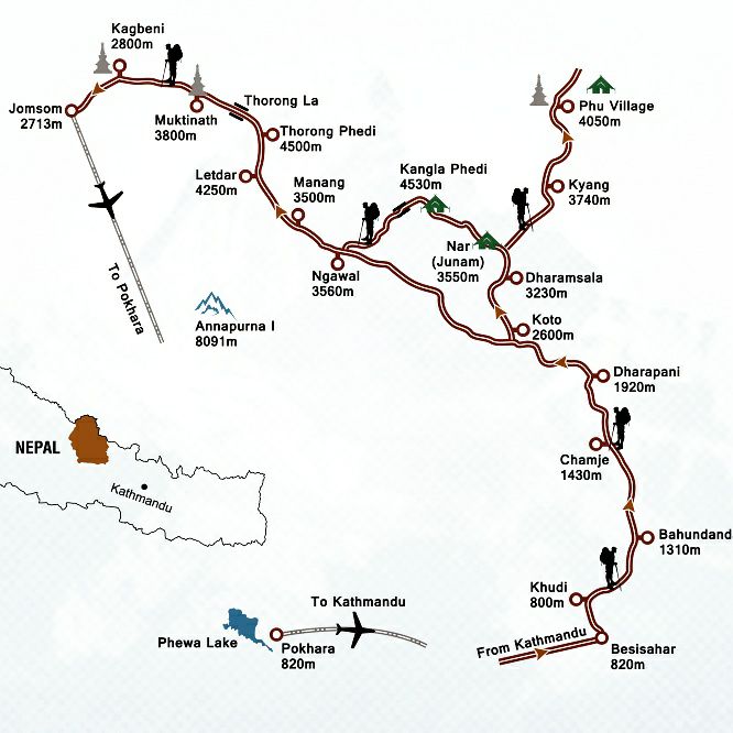 Map of the Annapurna Himal Region