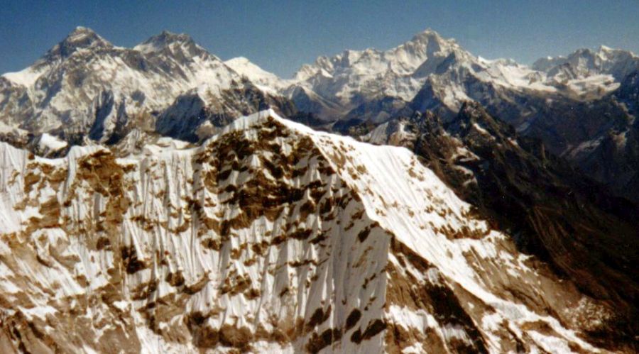 Everest, Lhotse and Makalu from Parchamo