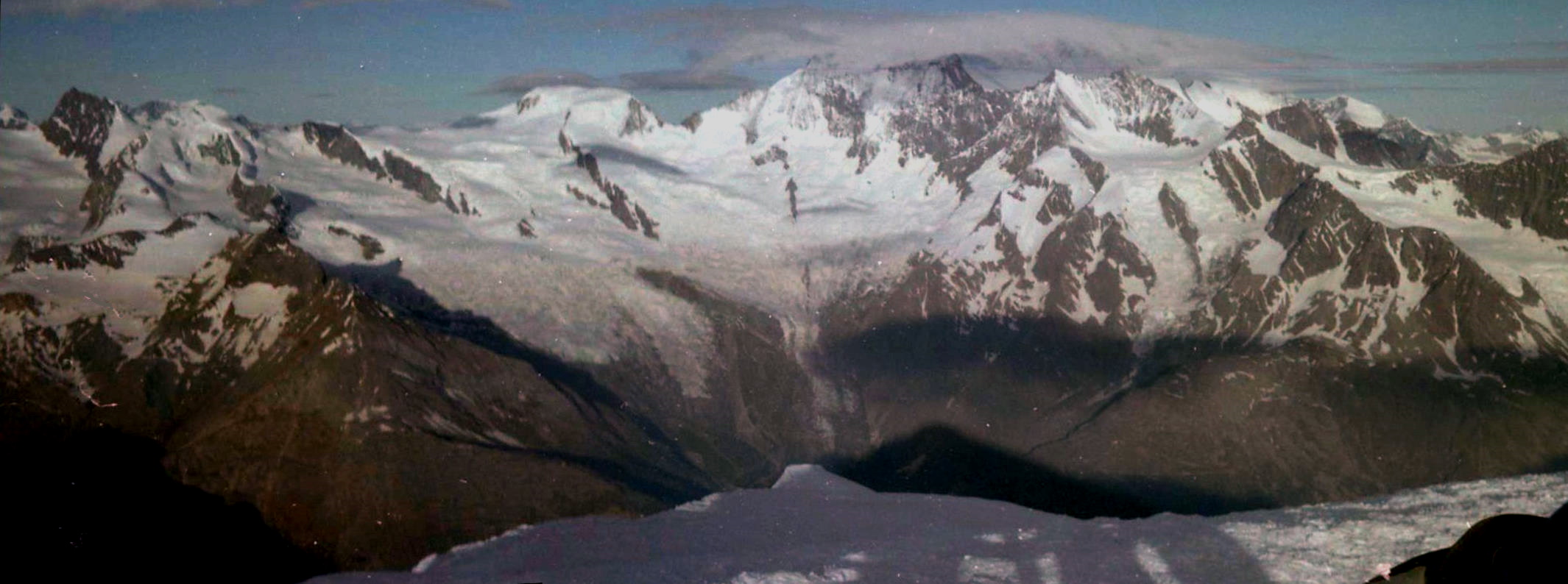 Rimpfischhorn, Alphubel and Taschhorn from Mettelhorn