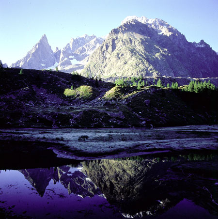 Monte Bianco ( Mont Blanc ) from Courmayeur in NW Italy