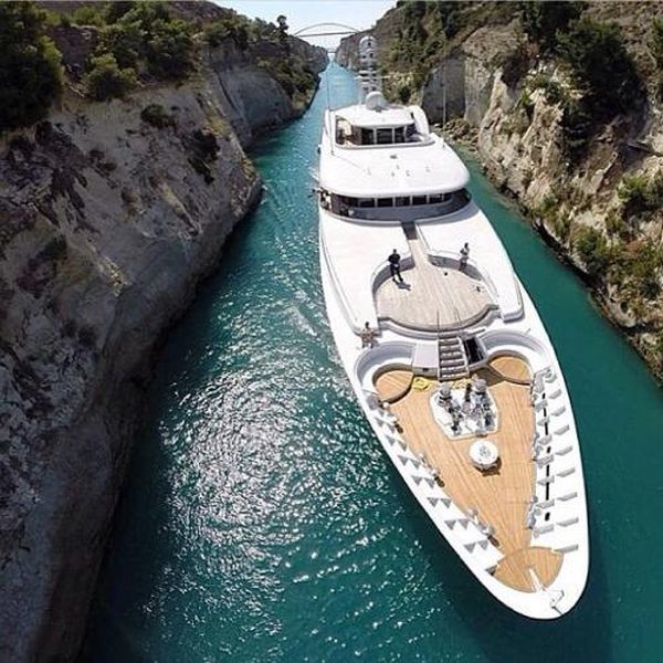 Corinth Canal between Peloponnese and mainland Greece