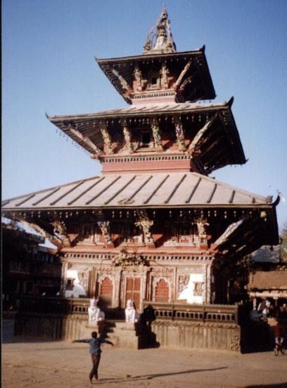 Pagoda style temple in Patan in Nepal