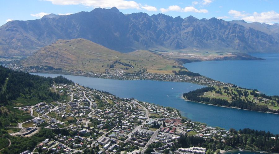 The Remarkables and Queenstown in South Island of New Zealand