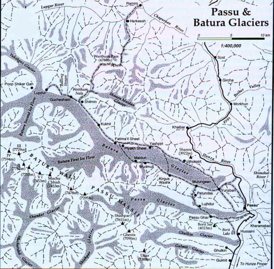 The Seven Thousanders - Batura Glacier Map for the Karakorum Mountains of Pakistan