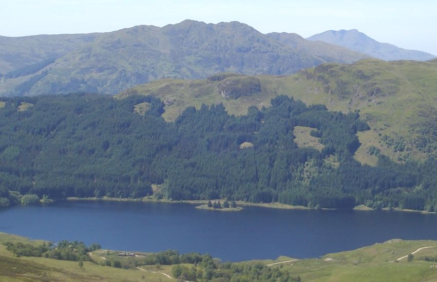 Glen Finglas Reservoir and Ben Venue and Ben Lomond from Ben Ledi