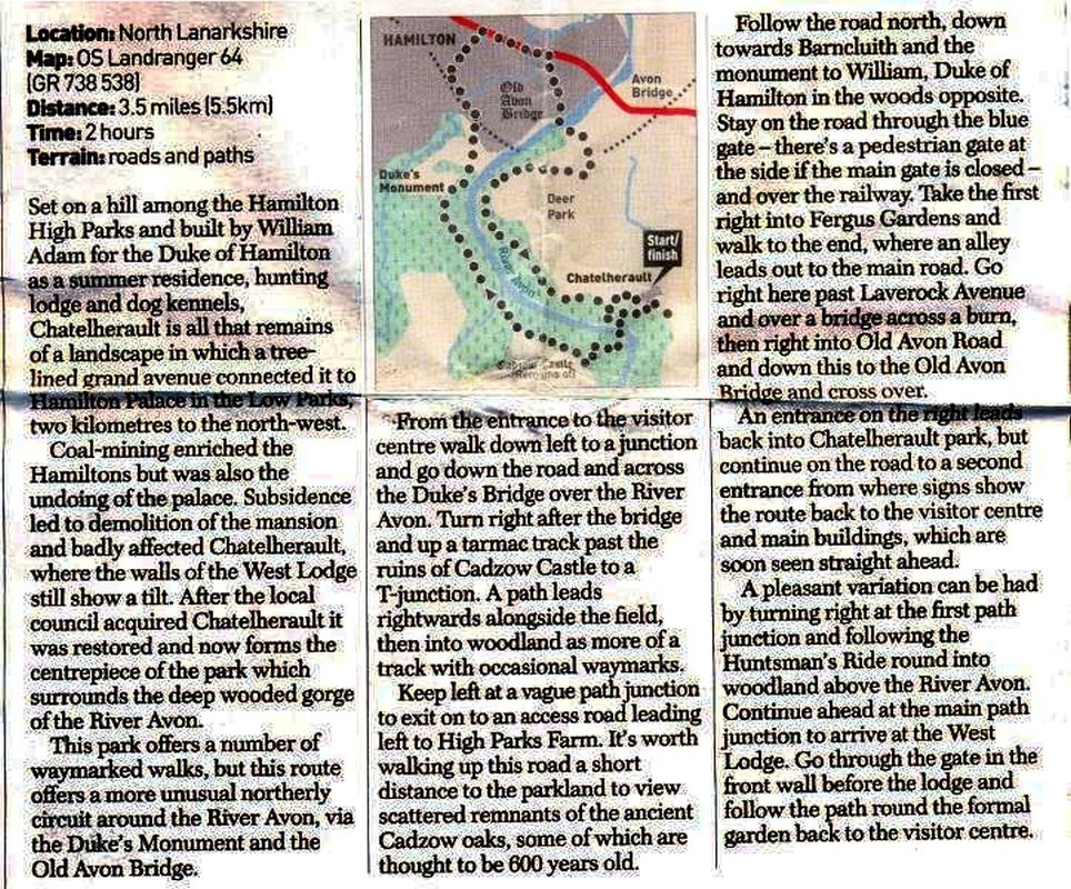 Map and Route Description of Walk around Chatelherault Country Park