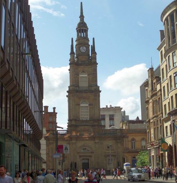 Tron Church from Ingram Street in Glasgow city centre