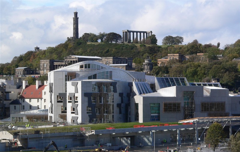 Calton Hill above the Scottish Parliament in Edinburgh