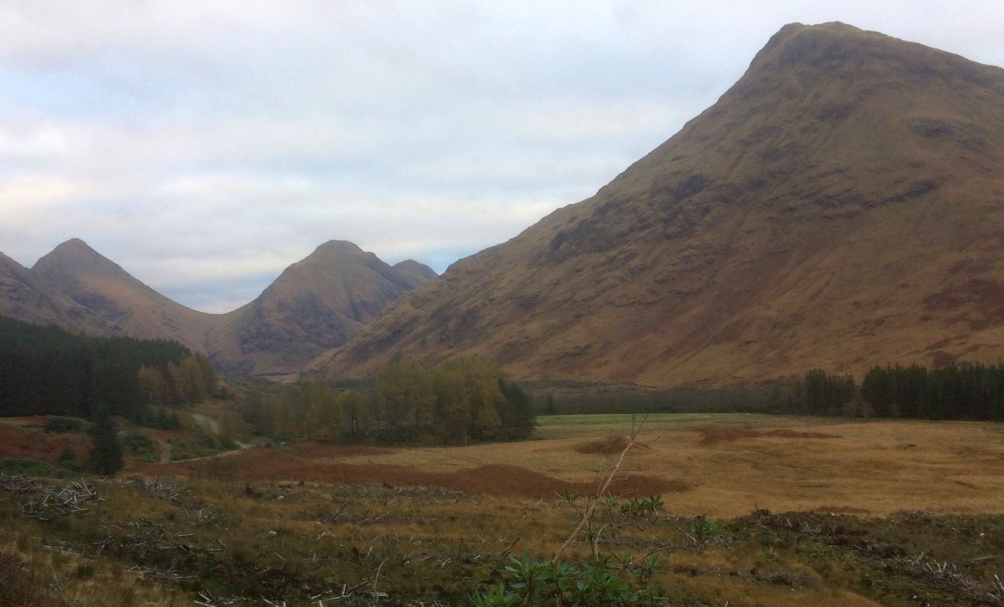 The SW Ridge of Stob Dubh - route of ascent