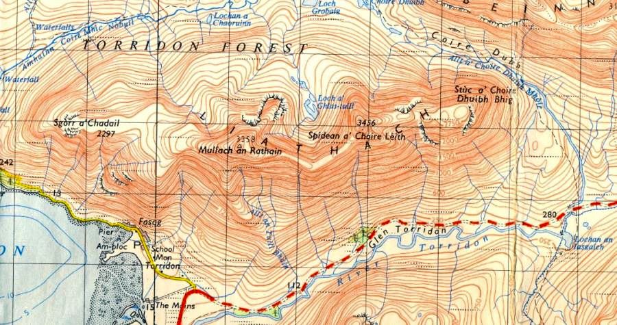 Map of Liathach in the Torridon region of the North West Highlands of Scotland